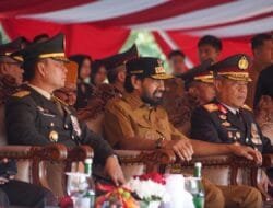 Mualem Jadi Inspektur Upacara, Kasdam IM Hadiri Peringatan HUT Bhayangkara ke-79 di Blang Padang