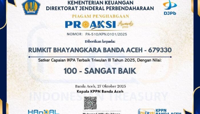 Rumah Sakit Bhayangkara Polda Aceh Raih Tiga Penghargaan