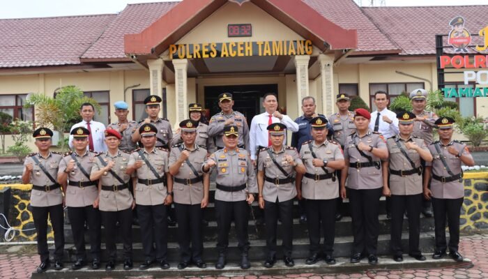 Kapolres Aceh Tamiang Pimpin Sertijab Empat Pejabat Utama dan Dua Kapolsek