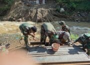 TNI Percepat Pembangunan Jembatan Gantung Burni Bius Aceh Tengah
