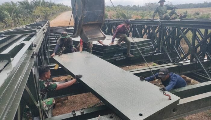TNI Kebut Pembangunan Jembatan Bailey Blang Rubek–Buket Sentang Aceh Utara