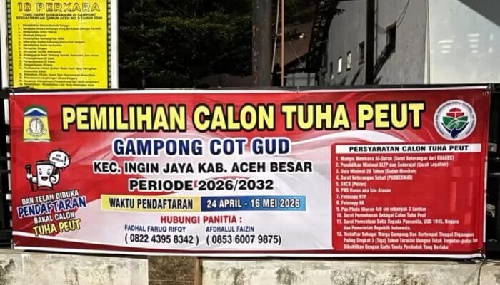 Pendaftaran Tuha Peut Gampong Cot Gud Resmi Dibuka