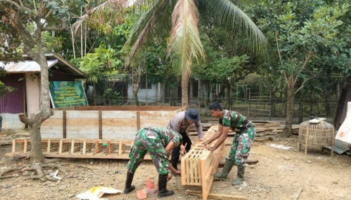 TMMD 129 Kodim Pidie Hadirkan Ketahanan Pangan, Bangun Kandang Ayam, Kolam Lele dan Kebun Sayur