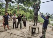 TNI dan Warga Kebut Pembangunan Jembatan Gantung Penghubung Dua Desa di Aceh Tenggara