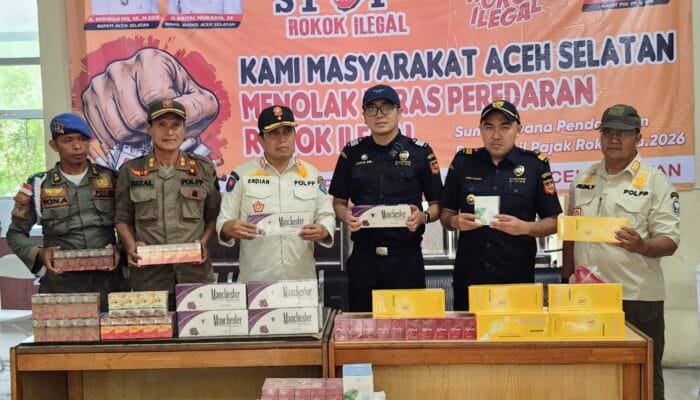 Bea Cukai Meulaboh dan Satpol PP Aceh Selatan Amankan Puluhan Ribu Rokok Ilegal