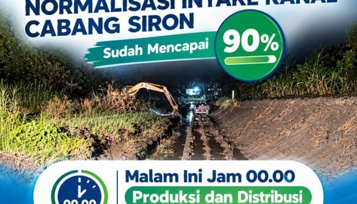 Normalisasi Intake Siron Capai 90 Persen, Distribusi Air Ditargetkan Normal Tengah Malam